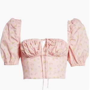 Arianna Puff Sleeve Crop Corset Top